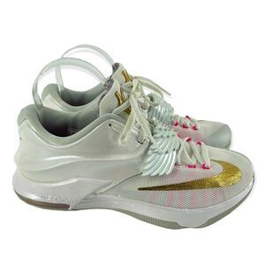 Nike KD 7 Aunt Pearl PRM White Gold Mens Size 8 Basketball Shoes 706858-176